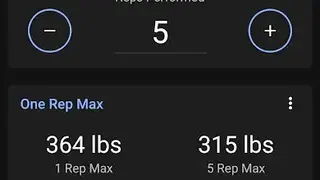 1 Rep Max Calculator and Log screenshot