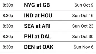 2020 Football Schedule (NFL) screenshot