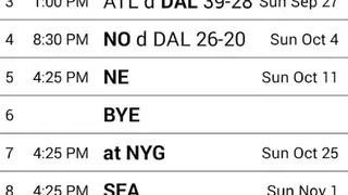 2020 Football Schedule (NFL) screenshot