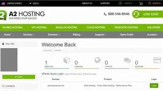 A2 Hosting screenshot