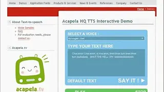 Acapela TTS screenshot