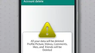 Account Delete for social application screenshot