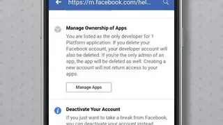 Account Delete for social application screenshot