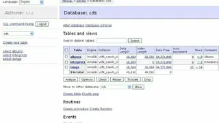 Adminer screenshot
