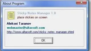 AltarSoft Sticky Notes Manager screenshot