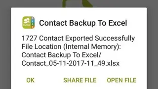 Backup Contact To Excel (Import & Export To XLSX) screenshot