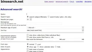 Binsearch screenshot