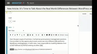 Brightspot CMS screenshot