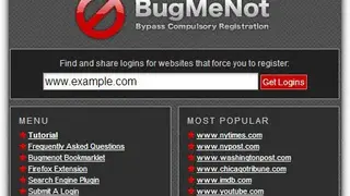 BugMeNot screenshot
