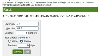 Calculator.net Random Number Generator screenshot