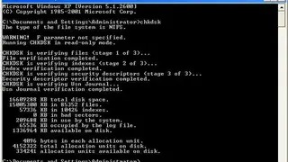 Chkdsk screenshot