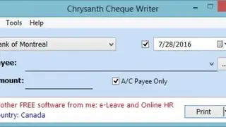 Chrysanth Cheque Writer screenshot