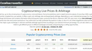 Coinarbitrage screenshot