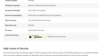 Comodo PositiveSSL Certificates screenshot