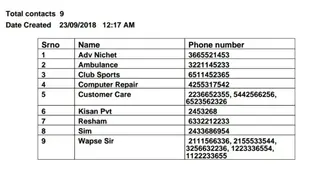 Contacts to pdf, vcf, text screenshot