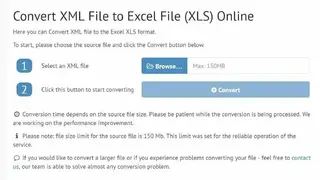 Convert XML File to Excel File (XLS) Online screenshot