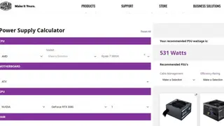 Cooler Master Power Supply Calculator screenshot