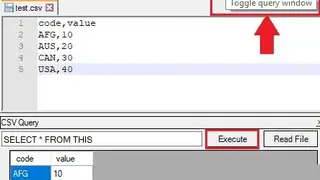 CSV Query screenshot