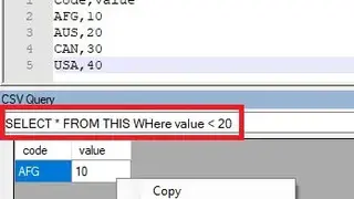 CSV Query screenshot