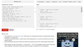 CSVJSON screenshot