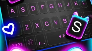 Cute Black Neon Kitty screenshot