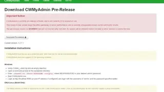 CWMyAdmin screenshot