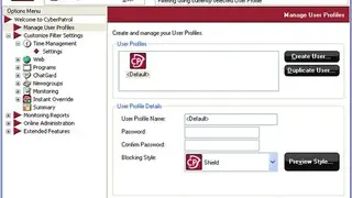 CyberPatrol Parental Controls screenshot