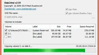 Disk2vhd screenshot