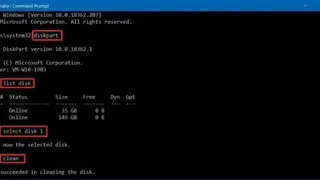Diskpart screenshot