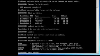Diskpart screenshot