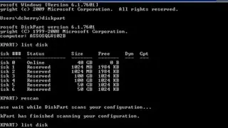 Diskpart screenshot