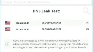 DNS leak test screenshot
