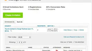 EventBrite Online RSVP screenshot