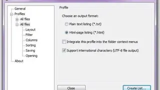 Filelister screenshot