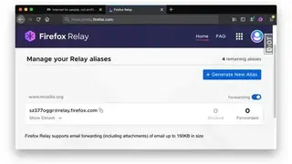 Firefox Relay screenshot