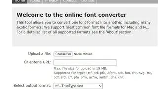 Font conversion tool screenshot