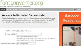 Font conversion tool screenshot