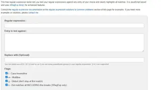 FreeFormatter Regex Tester screenshot
