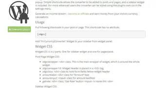 FX-CurrencyConverter Plugin for WordPress screenshot