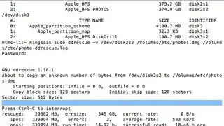 GNU ddrescue screenshot