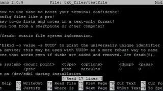 GNU nano screenshot