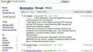Google Bookmarks screenshot