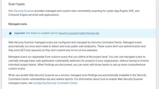 Google Cloud Security Scanner screenshot