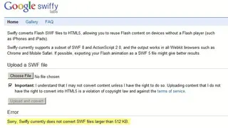 Google Swiffy screenshot