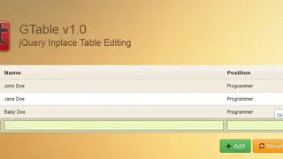 GTable : jQuery Inline Table Editing screenshot