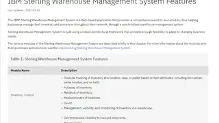 IBM Sterling WMS screenshot