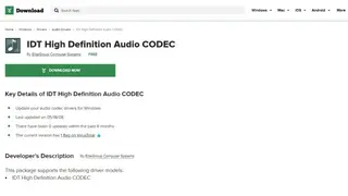 IDT High Definition Audio CODEC screenshot
