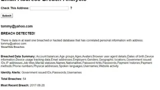 Inoitsu – Email Address Breach Analysis screenshot