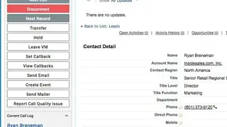 InsideSales.com / XANT PowerDialer for Salesforce screenshot