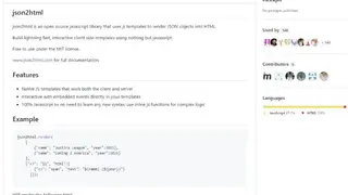 Json2html screenshot
